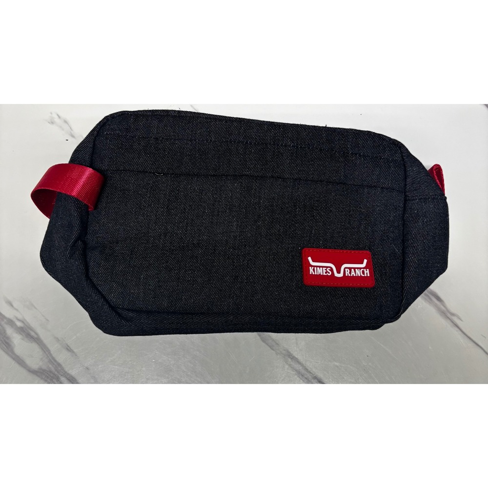 Kimes Ranch Toiletry Bag Unisex OS Blue Red Excellent Denim Dopp Kit Zipper